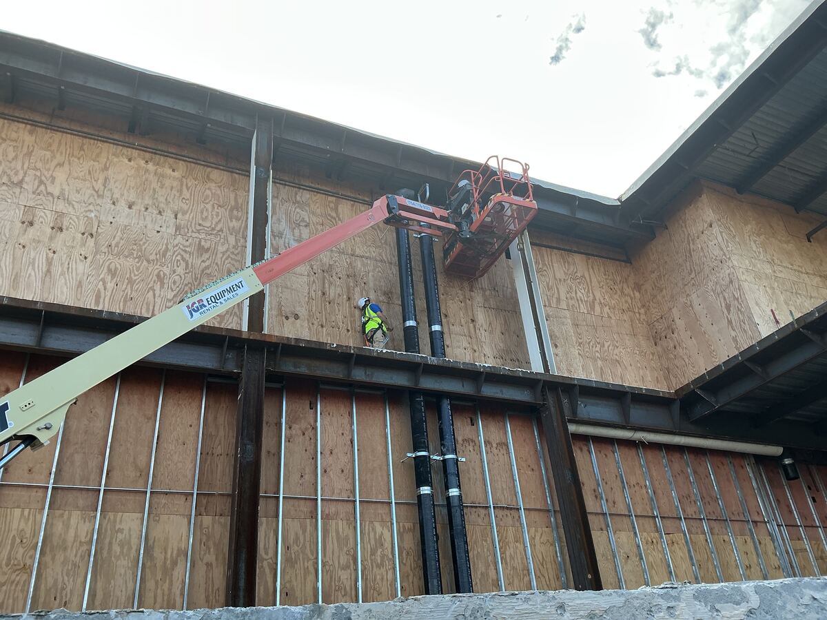 Commercial HVAC system being installed at a facility