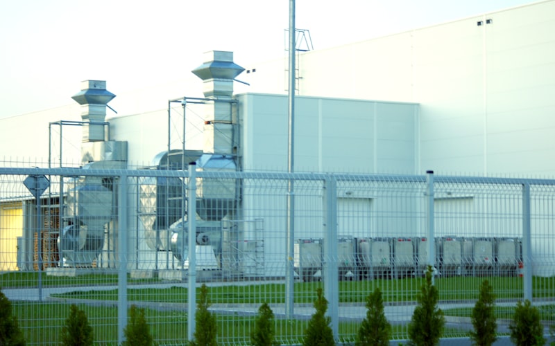 Industrial ventilation units on a commercial building